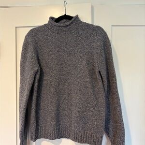 Mock roll neck sweater in heather blue